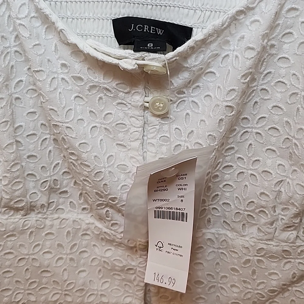 NWT J.Crew Eyelet Button-Front Sleeveless Midi Dress Size 8 - Picture 10 of 16